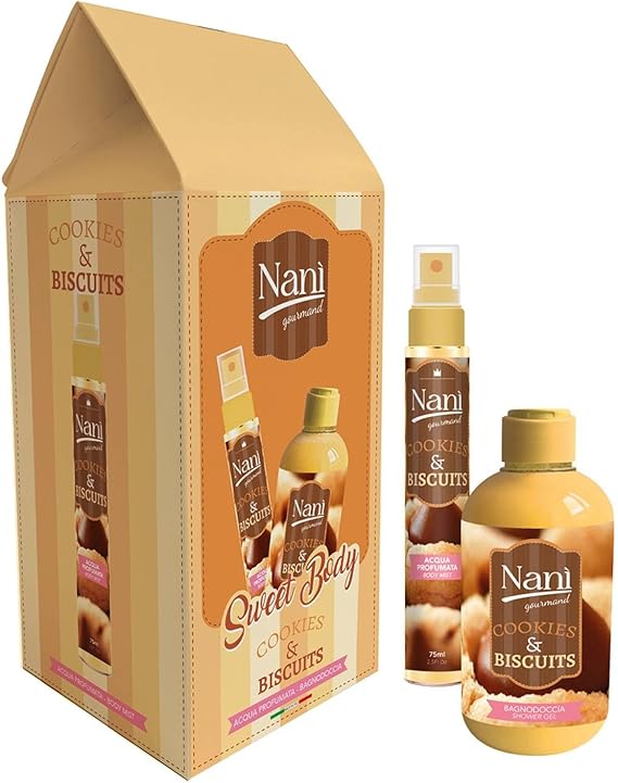Suarez Nani Gourmand Set Regalo Donna Sweet Body Cookies E Biscuits Acqua Corpo Profumata 75 ml e Bagnodoccia 300 ml