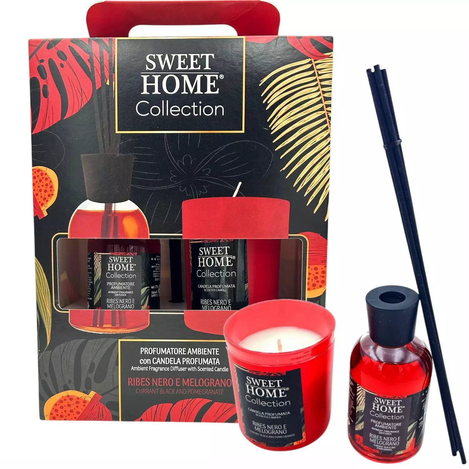 Sweet Home Profumatore Ambiente Con Candela Profumata Ribes Nero e Melograno